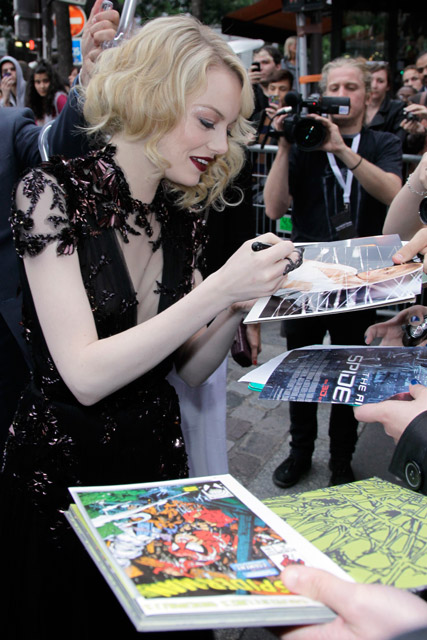 Emma Stone at the Paris premiere of The Amazing Spider-Man Emma Stone at the Paris premiere of The Amazing Spider-Man