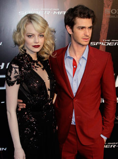 Emma Stone and Andrew Garfield at the Paris premiere of The Amazing Spider-Man