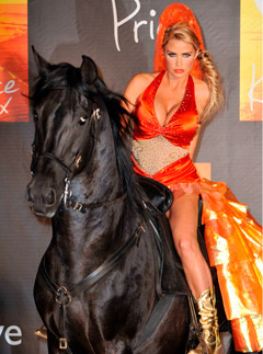 Katie Price's bizarre horseback book launch