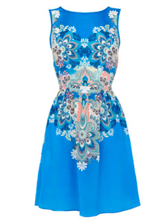Warehouse Thai Ombre silk skater dress