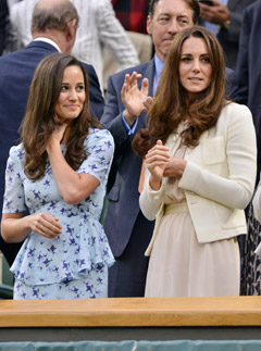 Kate Middleton and Pippa Middleton watch the Wimbledon final