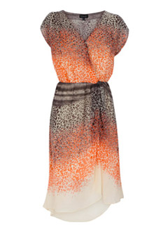 Warehouse Fluro Animal Wrap Dress