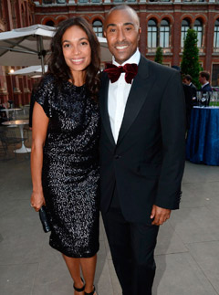 Rosario Dawson and Colin Jackson at the Sports for Peace fundraising ball at the Victoria & Albert Museum in London