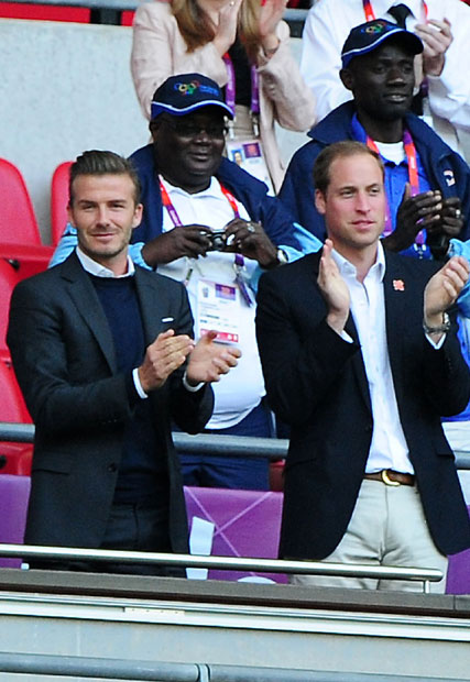 olympics 2012, london 2012, david beckham, prince william, brooklyn beckham, celebrity pictures, team gb, football match, marie claire, marie claire uk