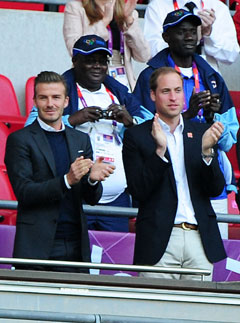 olympics 2012, london 2012, david beckham, prince william, brooklyn beckham, celebrity pictures, team gb, football match, marie claire, marie claire uk 