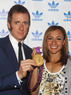 Bradley Wiggins and Jessica Ennis at Adidas' Underground Stone Roses and Olympics party in London