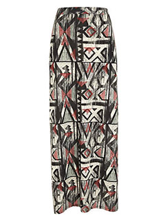 River Island Aztec side split maxi skirt