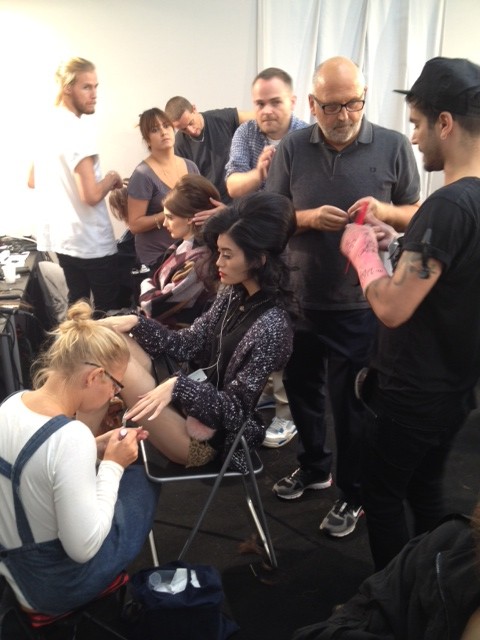 Backstage at Moschino
