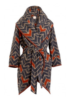 MW Matthew Williamson Blanket Cocoon Chevron Coat