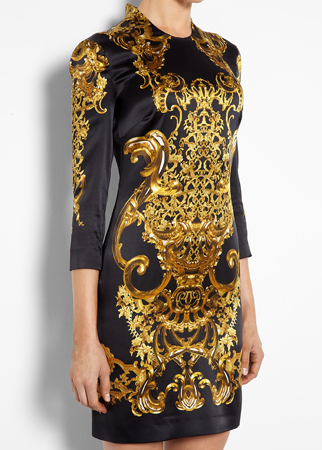 JUST CAVALLI BAROQUE PRINT SILK SATIN DRESS