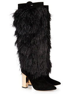 Nicholas Kirkwood rabbit-lined feather and suede boots