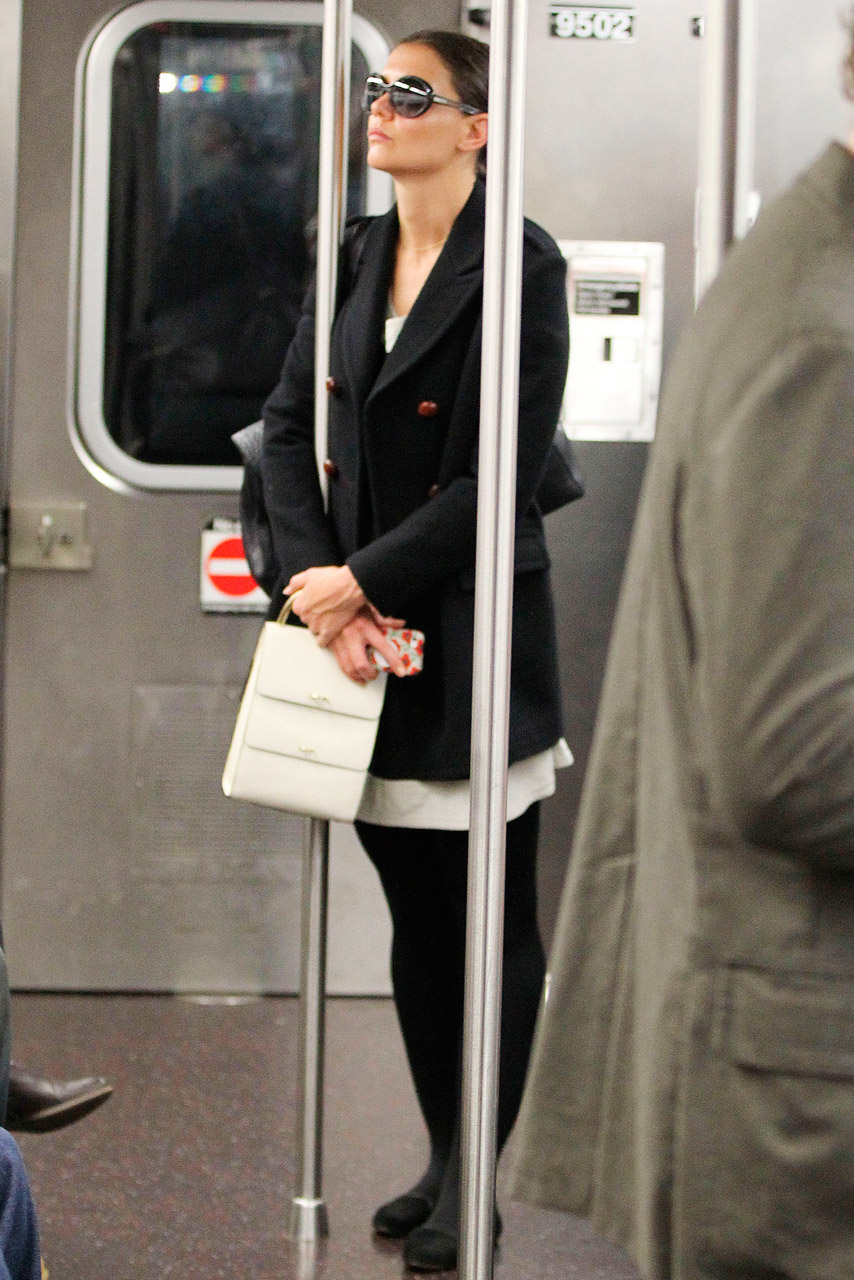 Katie Holmes on the subway
