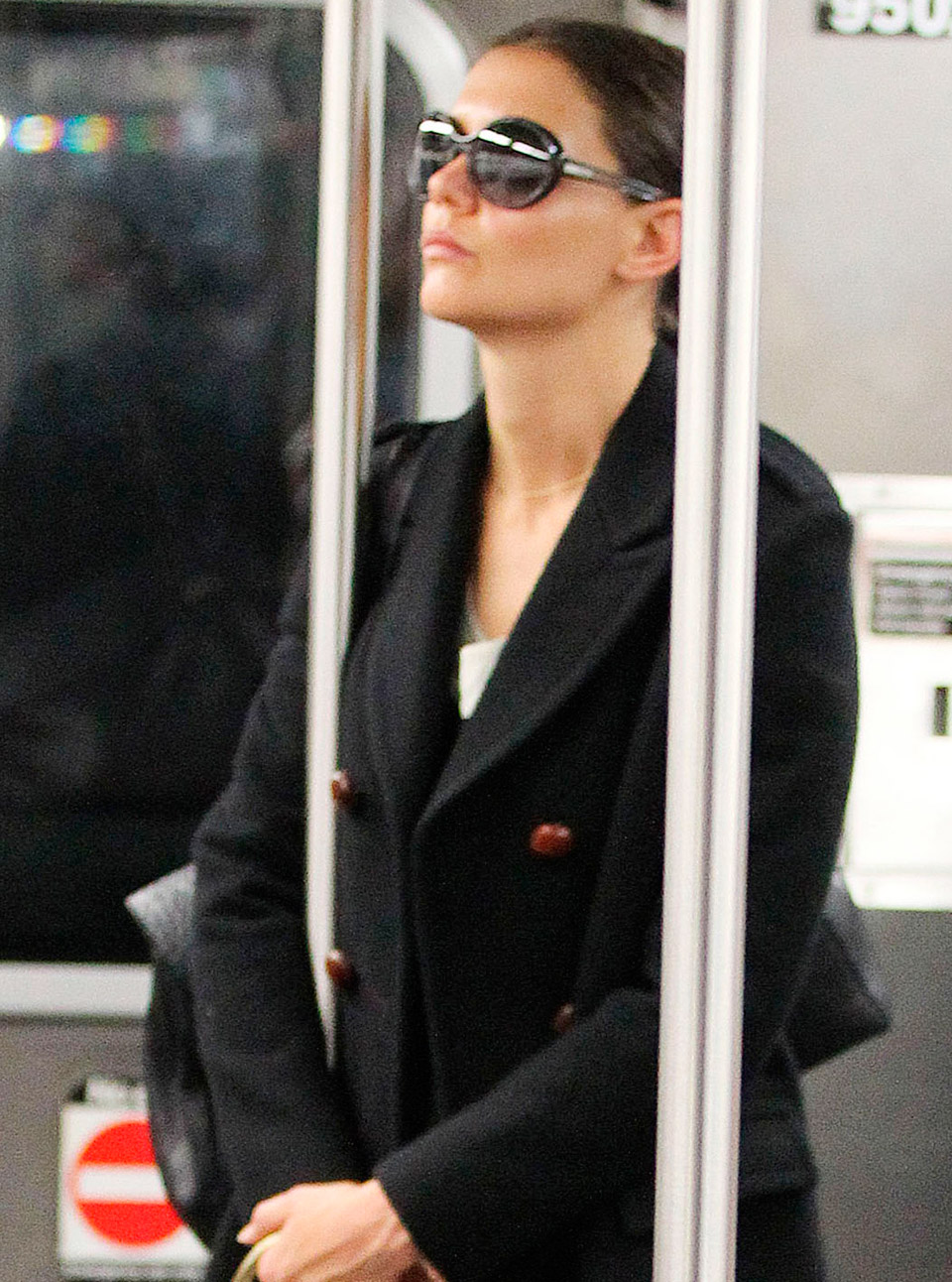 Katie Holmes on the subway