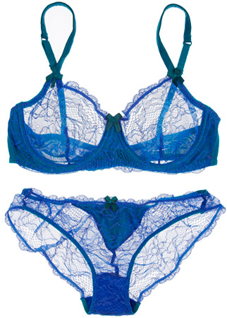 Mimi Holliday lace underwired bra, &pound;54, and lace and satin briefs, &pound;37