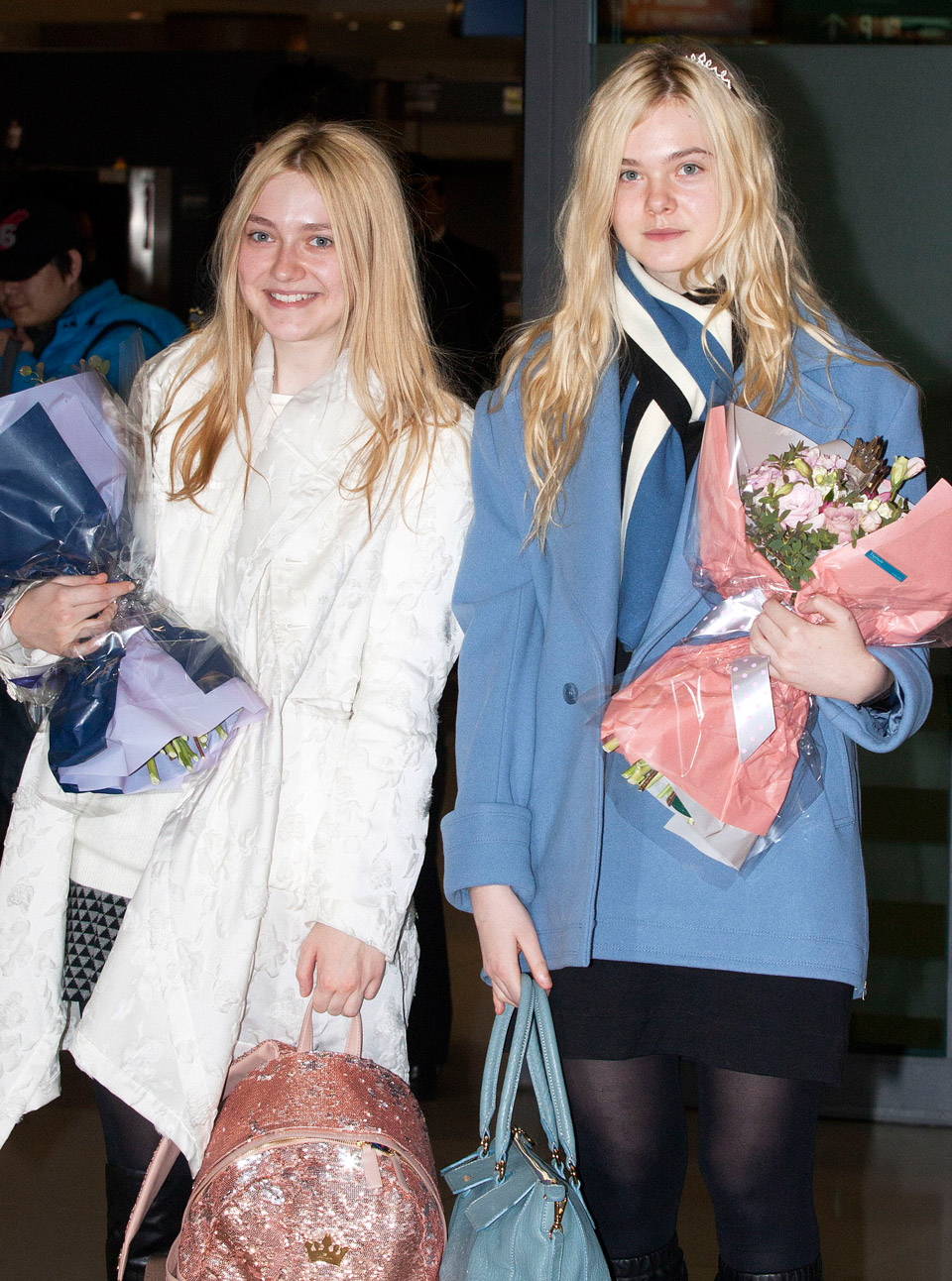  Dakota and Elle Fanning at Incheon International Airport, South Korea