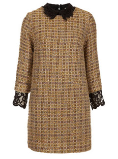 Topshop Boucle Lace Collar Shift Dress