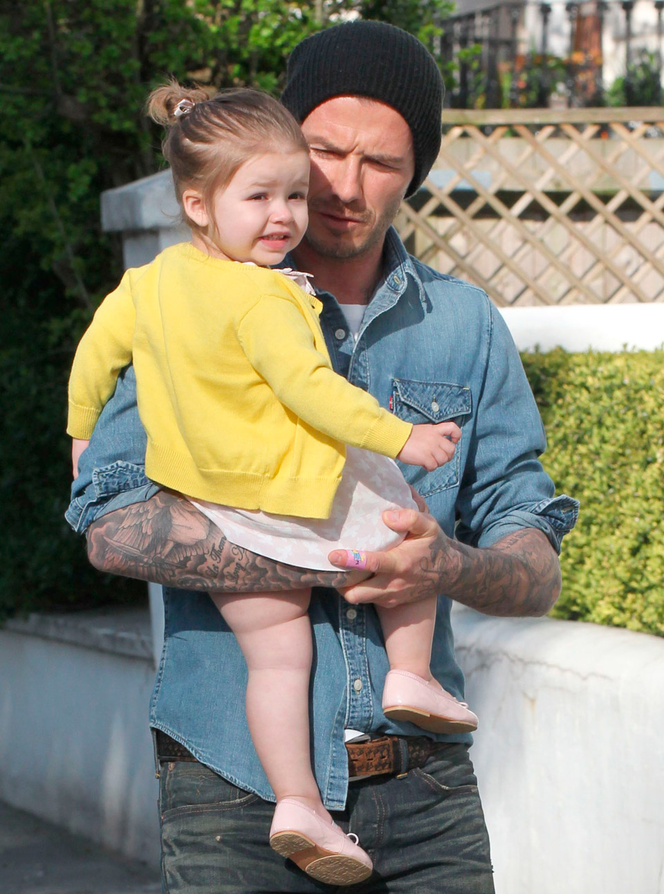 David Beckham and Harper Beckham 