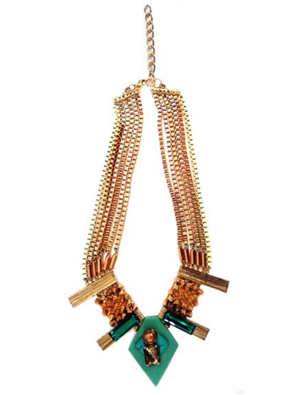 Outhouse Natural Turquoise And Gold Chain Necklace