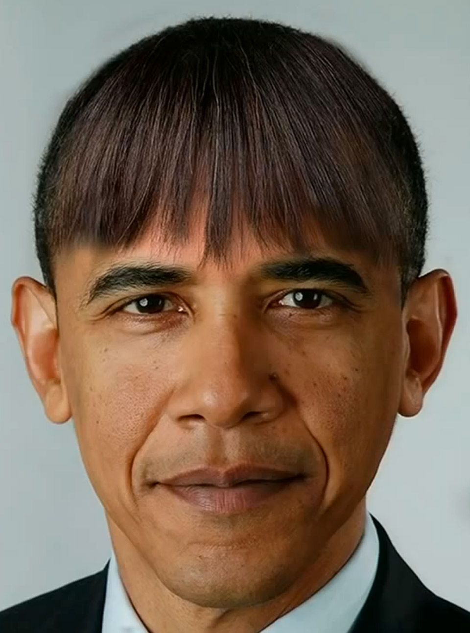 Barack Obama wear Michelle Obama's fringe in White House video