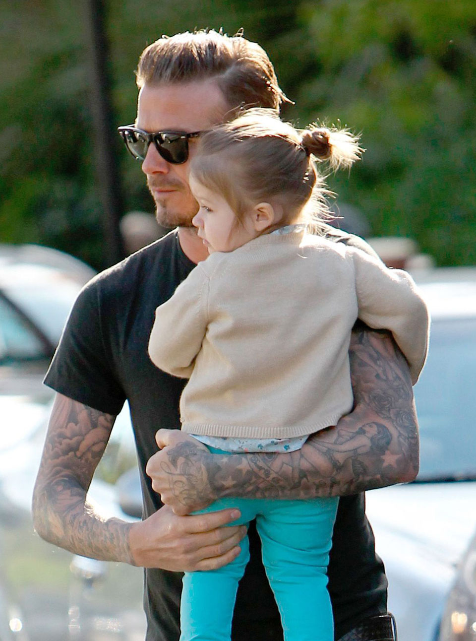 David Beckham and Harper Beckham 