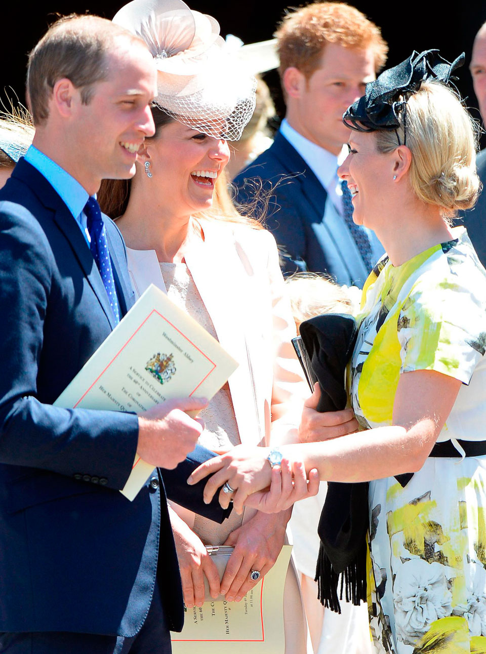Prince William, Kate Middleton and Zara Phillips at the Queen's Coronation service