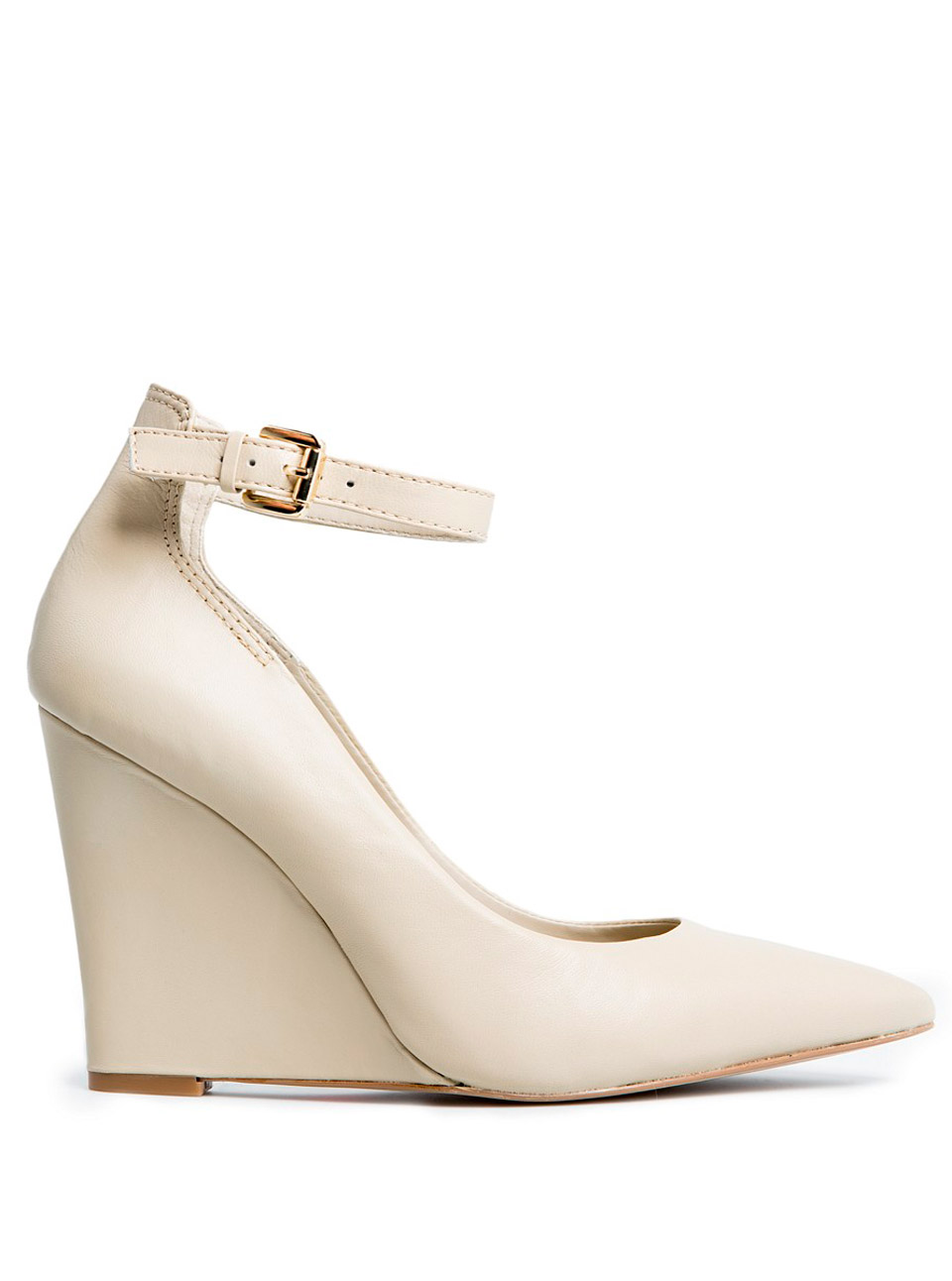 Mango Touch Ankle Strap Leather Wedge Shoes