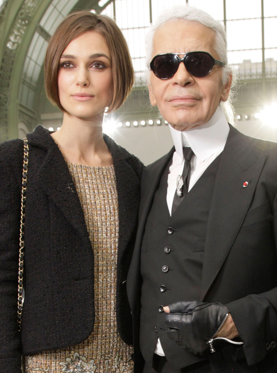 Keira Knightley and Karl Lagerfeld at Paris Fashion Week in 2010