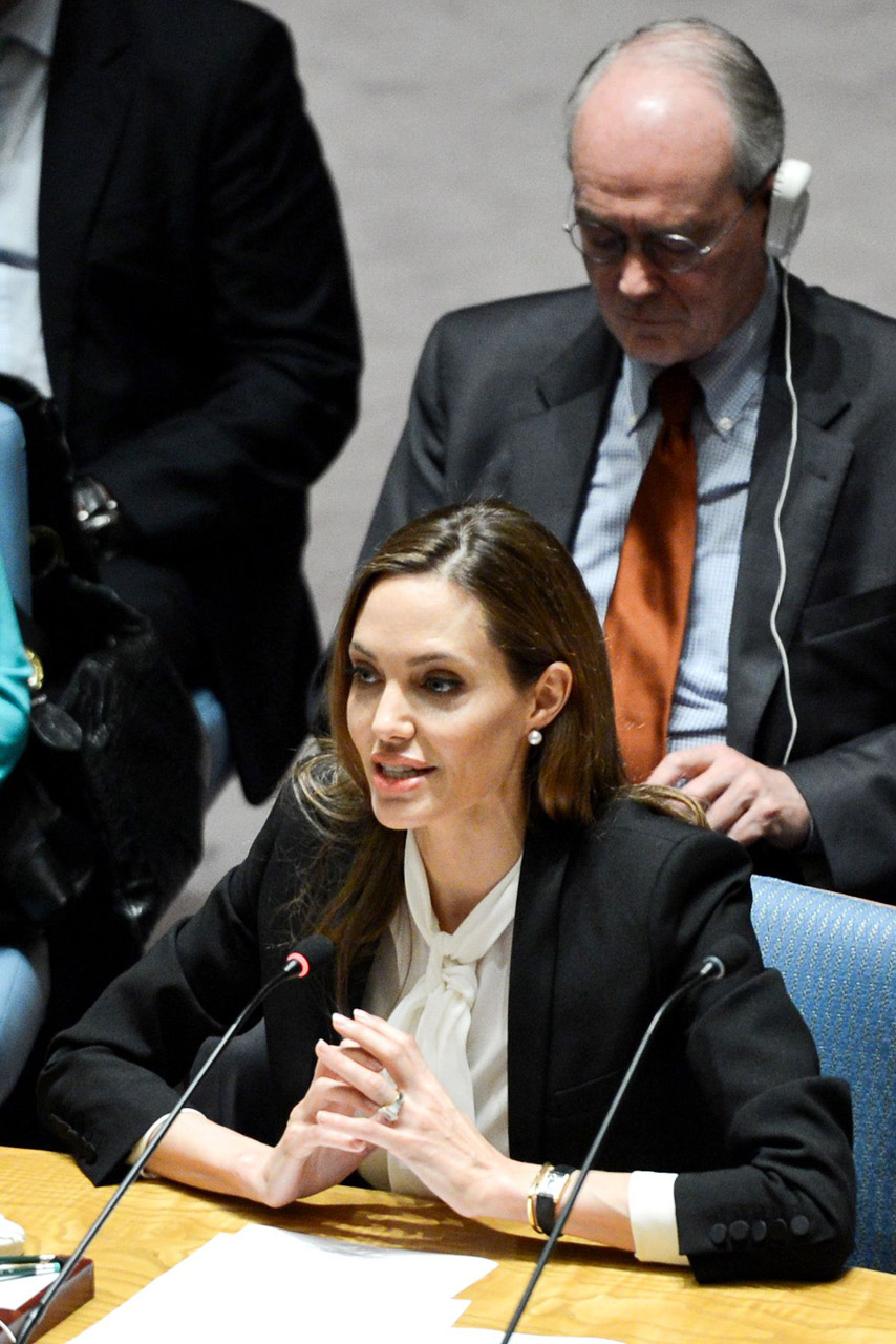 Angelina Jolie at an UN Security Council meeting at the UN headquarters in New York Angelina Jolie at an UN Security Council meeting at the UN headquarters in New York