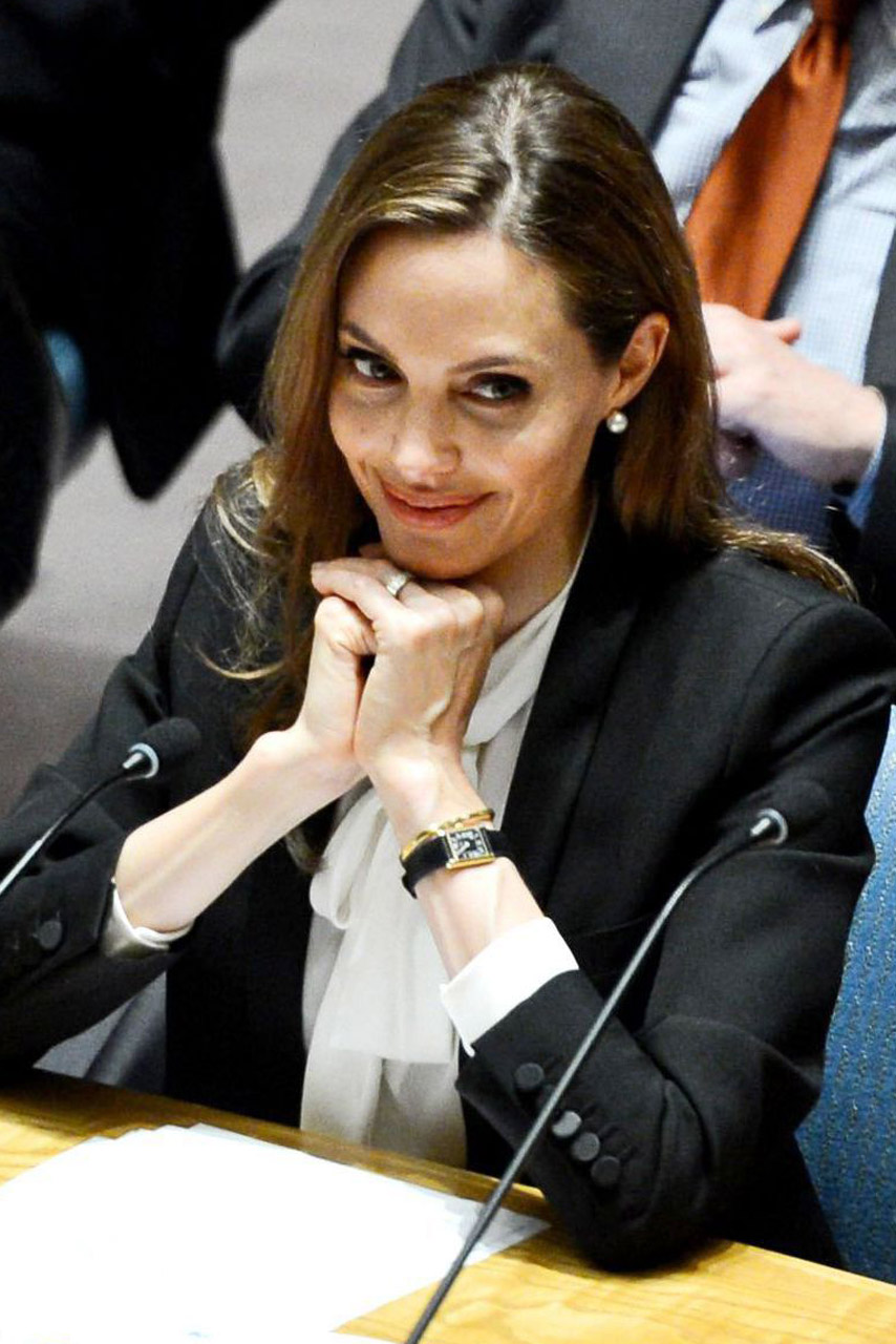 Angelina Jolie at an UN Security Council meeting at the UN headquarters in New York Angelina Jolie at an UN Security Council meeting at the UN headquarters in New York