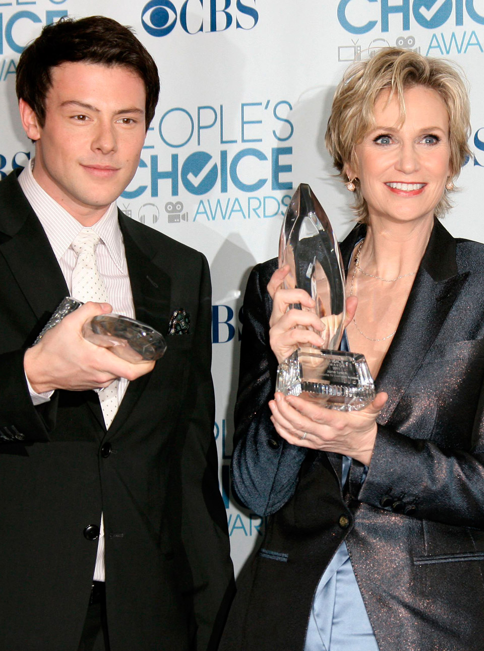 Jane Lynch and Cory Monteith on the red carpet