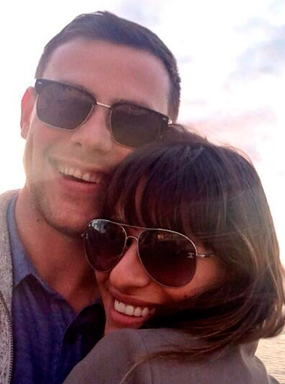 Lea Michele and Cory Monteith pose together on   the beach