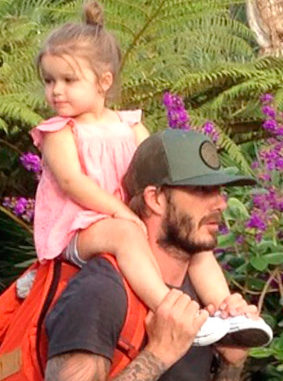 David Beckham carried Harper on his shoulders at   Legoland