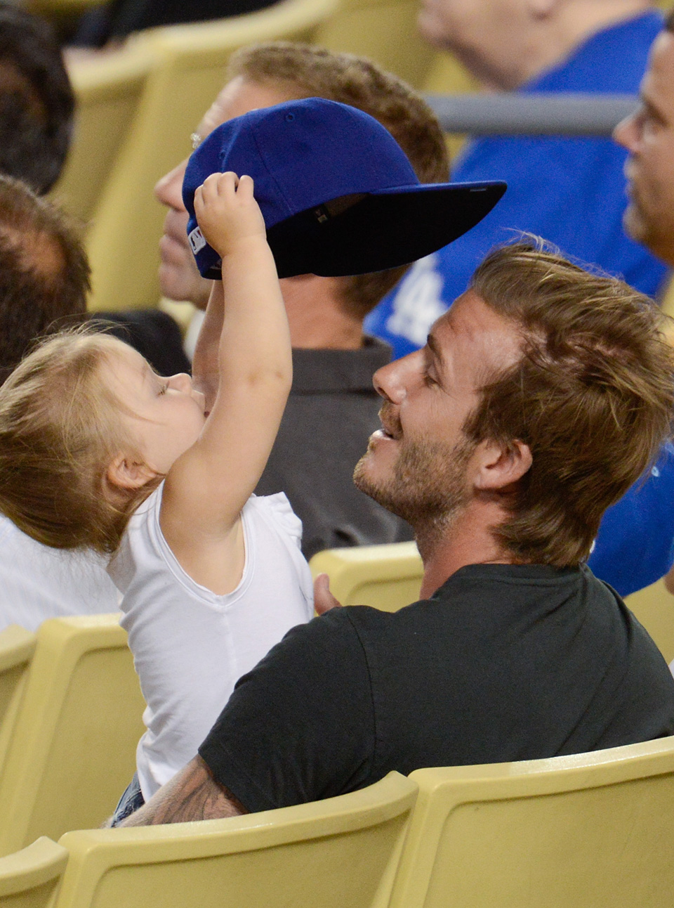 David Beckham - Harper Beckham - baseball game   - Marie Claire - Marie Claire UK
