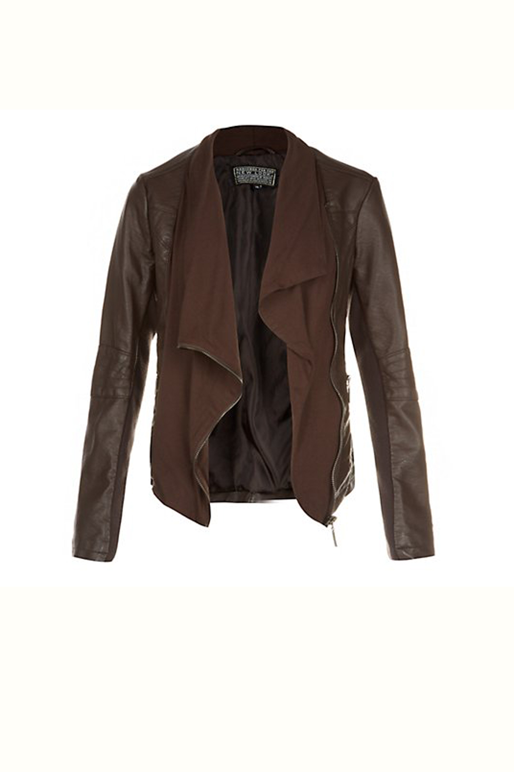 Brown Waterfall Leather Jacket Jacketin