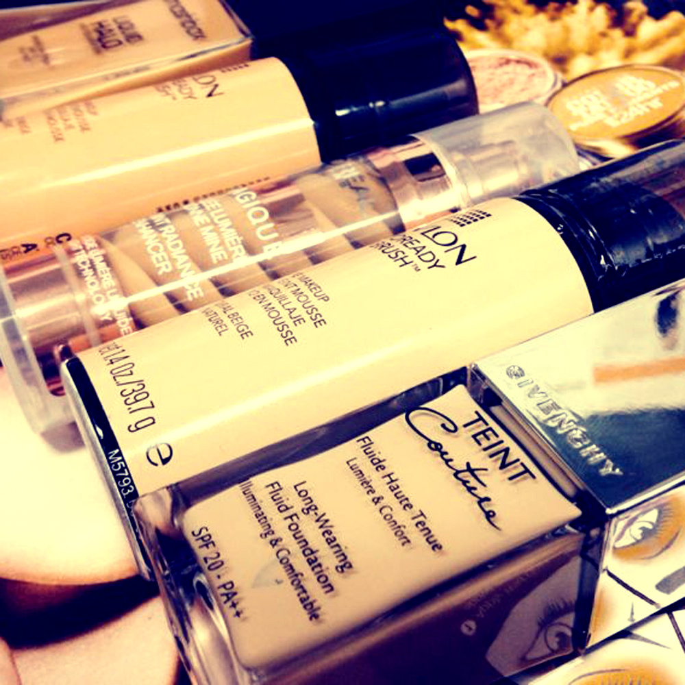 Foundations for oily skin, including Givenchy and Revlon