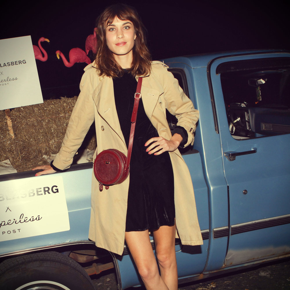 Alexa Chung wearing velvet dress
