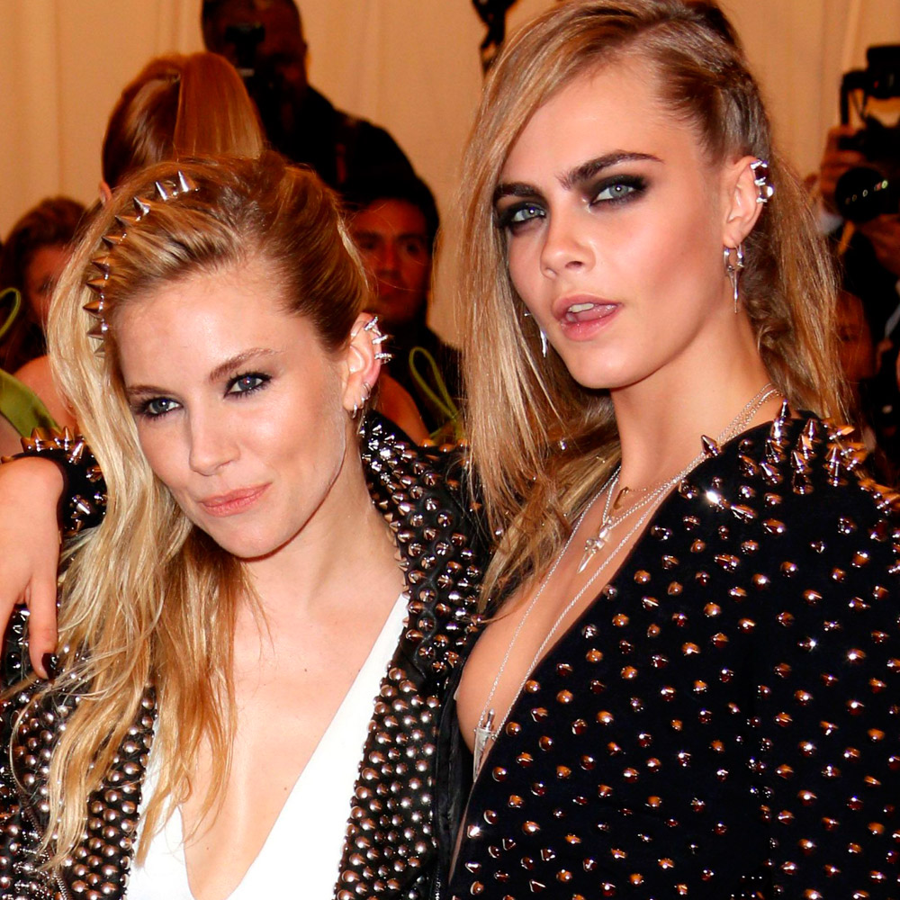 Sienna Miller and Cara Delevingne with party hair at the Metropolitan Gala in 2013