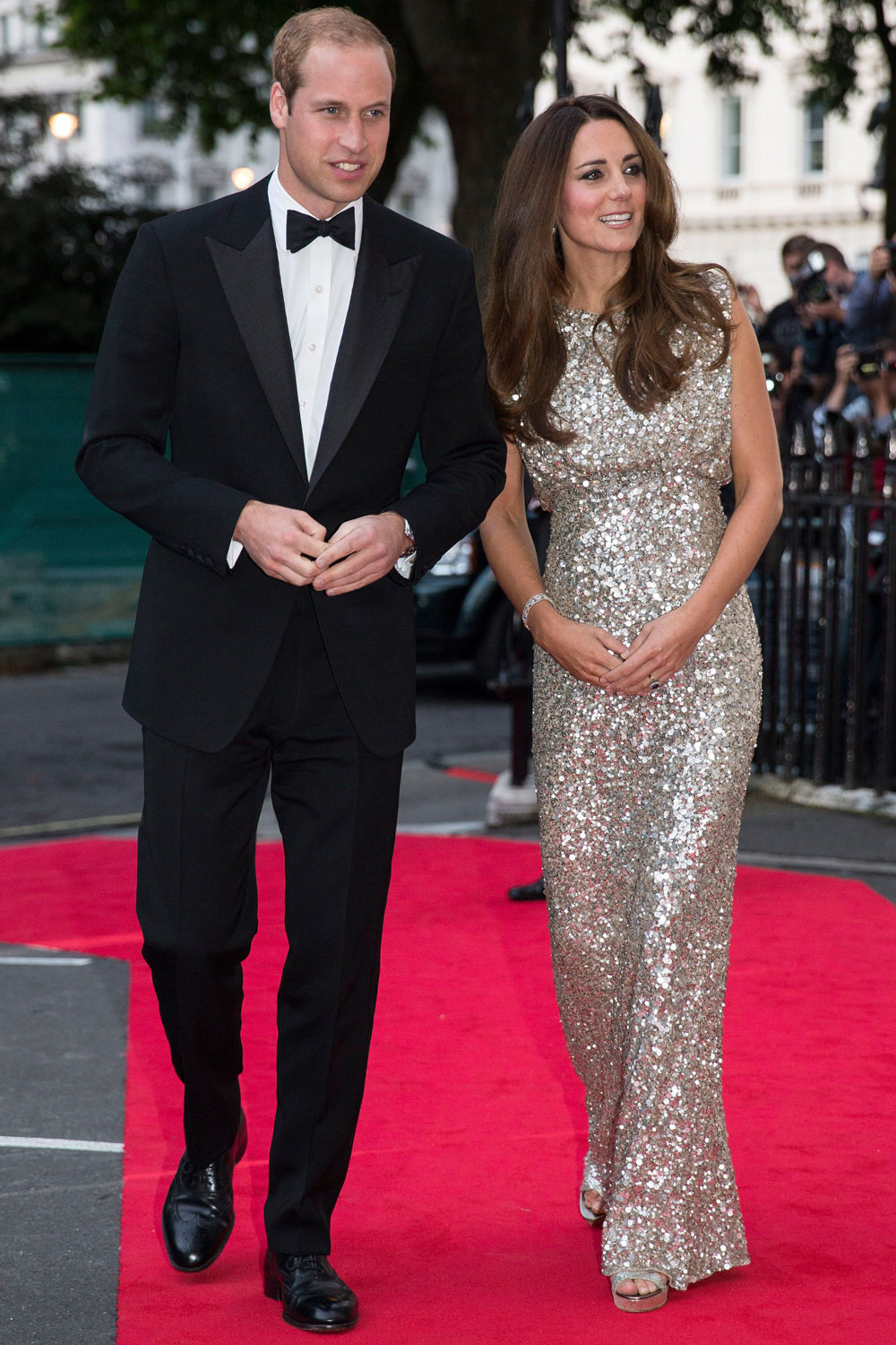 Kate Middleton in a sequinned maxi dress