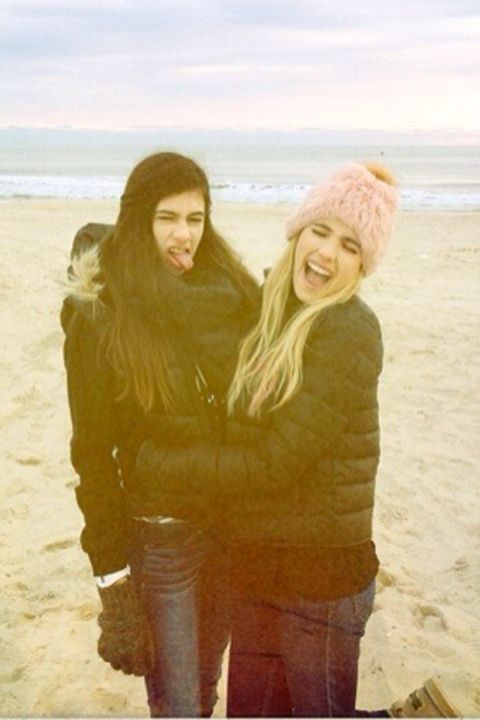 Emma Roberts and a friend on the beach Emma Roberts and a friend on the beach