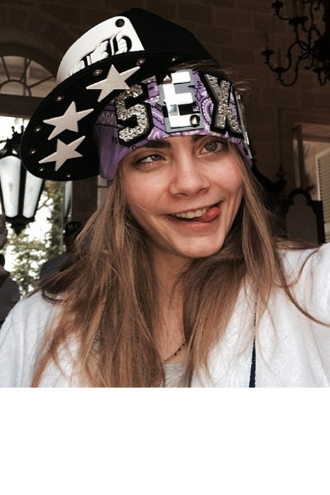 Cara Delevingne pulling her signature silly face Cara Delevingne pulling her signature silly face