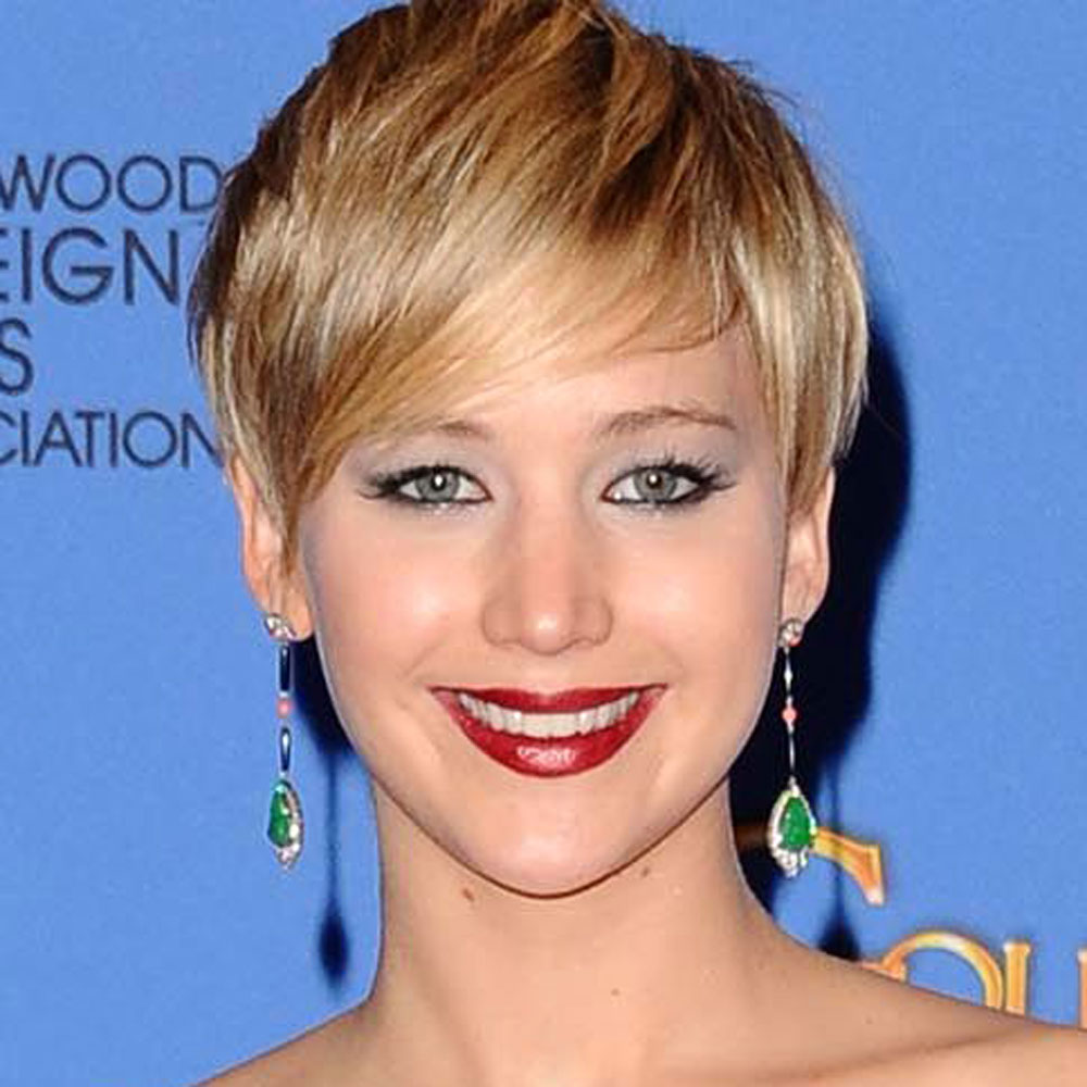 Jennifer Lawrence wears a monochrome Christian Dior gown