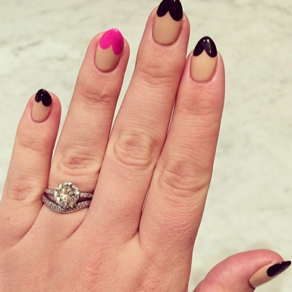 Valentine's Day manicures: Celebrities are wearing heart-tipped nails.