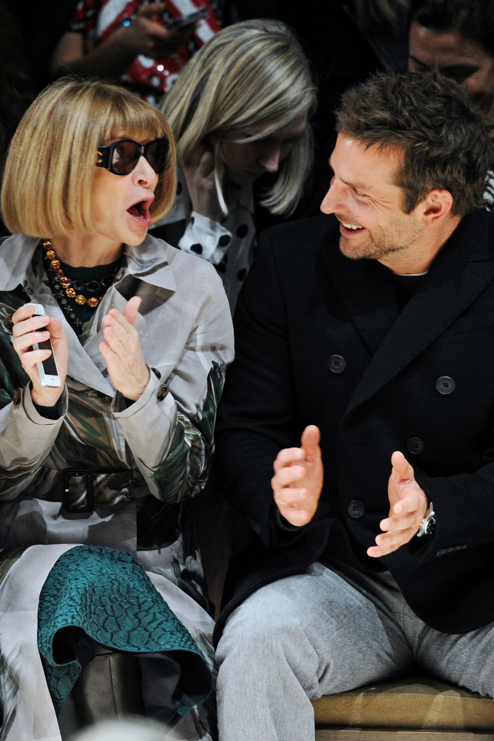 Anna Wintour and Bradley Cooper at Burberry Prorsum AW14. Anna Wintour and Bradley Cooper at Burberry Prorsum AW14.