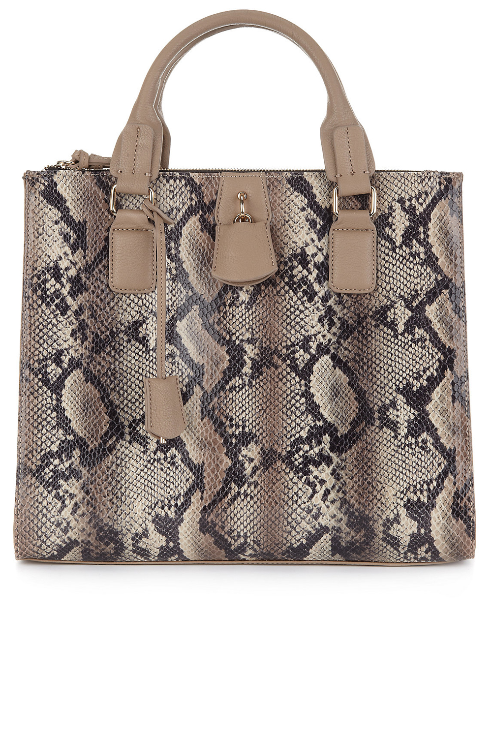 M&S Collection Faux Snakeskin Design Padlock Tote Bag M&S Collection Faux Snakeskin Design Padlock Tote Bag