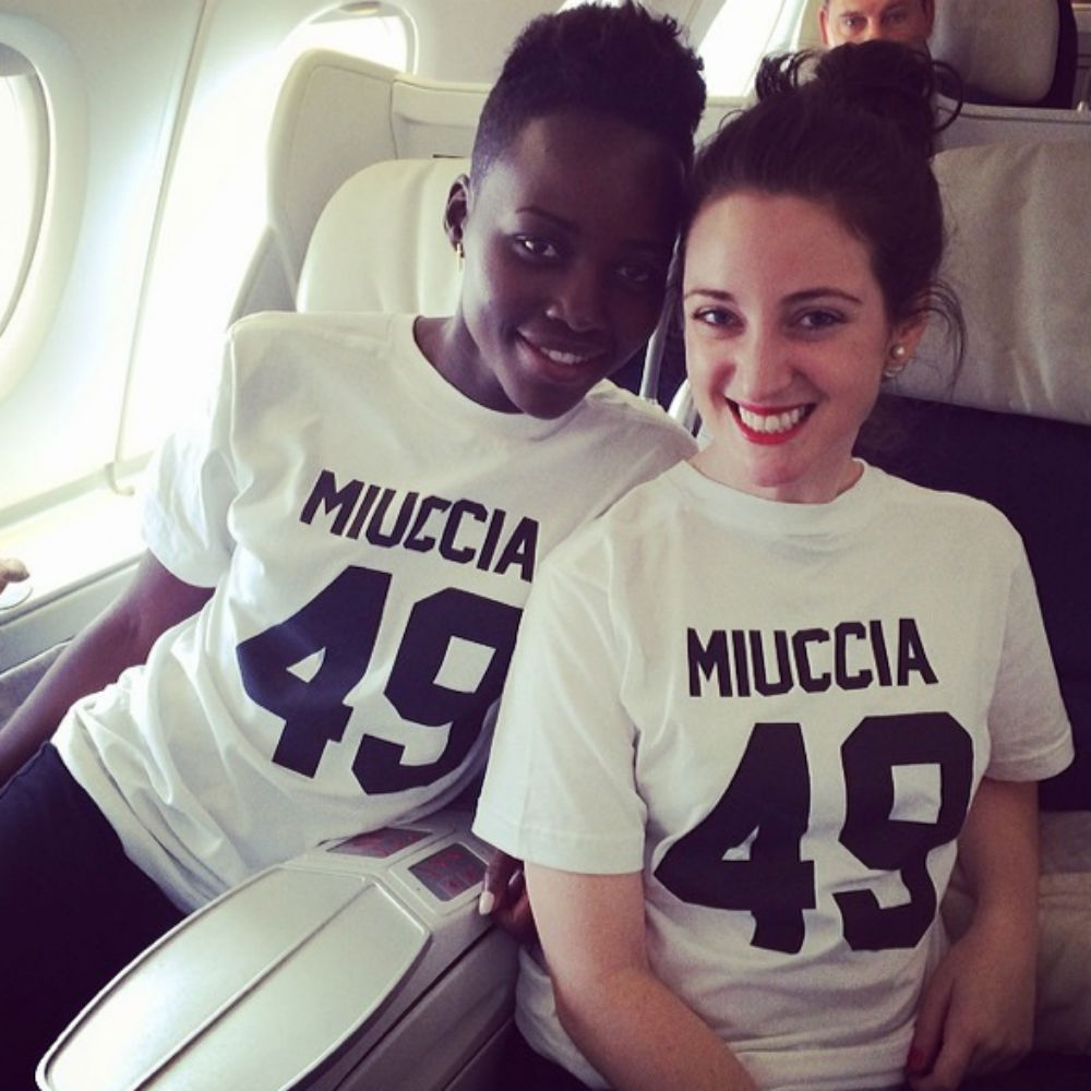 Lupita Nyong'o wears Prada T-shirt