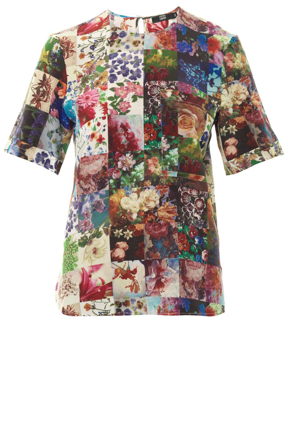 Markus Lupfer Floral Patchwork Silk T-shirt Markus Lupfer Floral Patchwork Silk T-shirt