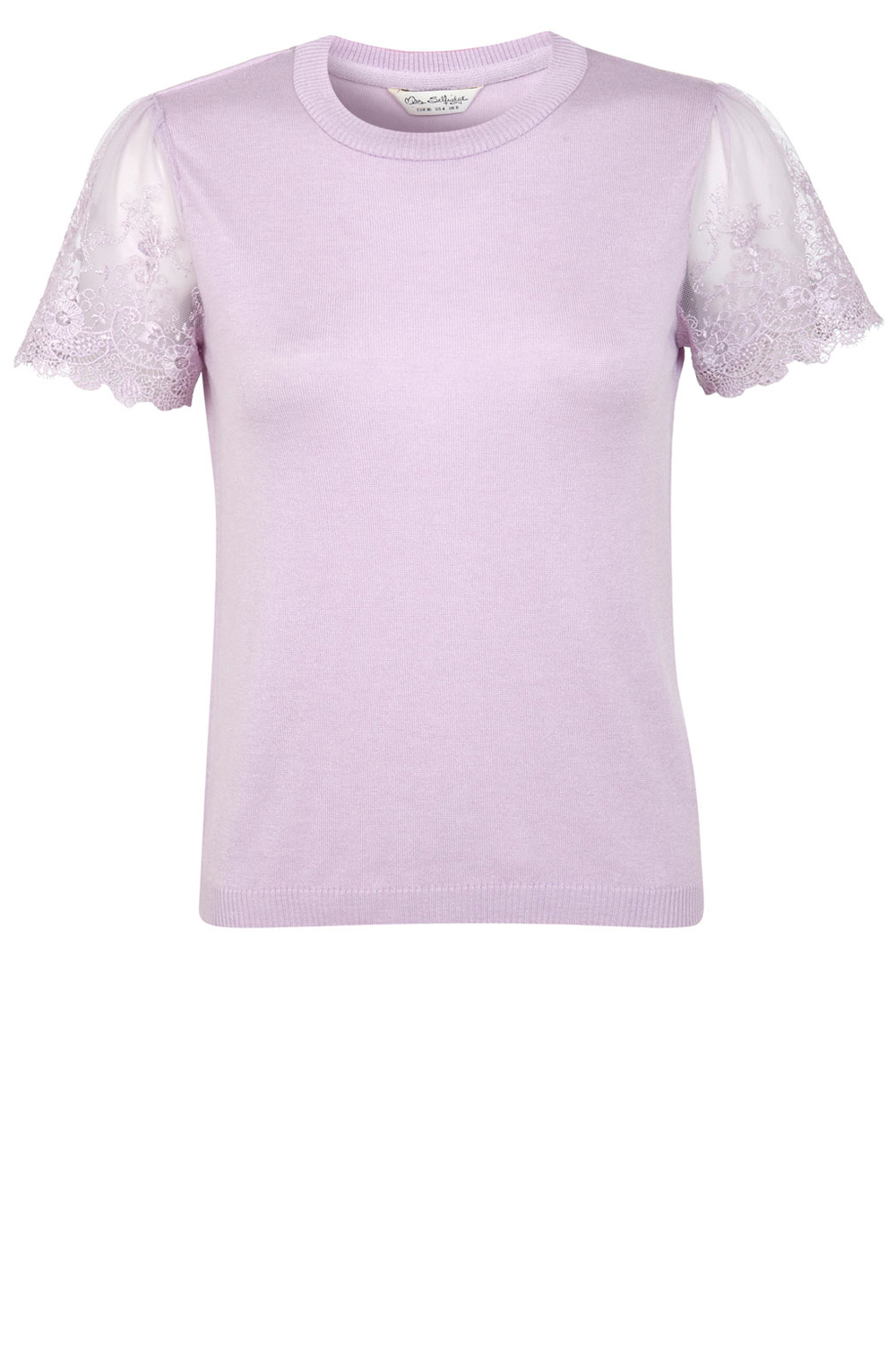 Miss Selfridge Lilac Lace Sleeve Tee Miss Selfridge Lilac Lace Sleeve Tee