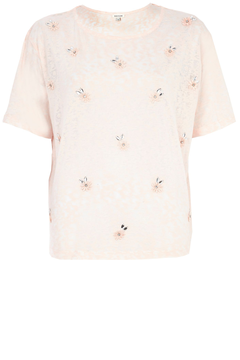River Island Pink Embellished Boxy T-Shirt River Island Pink Embellished Boxy T-Shirt