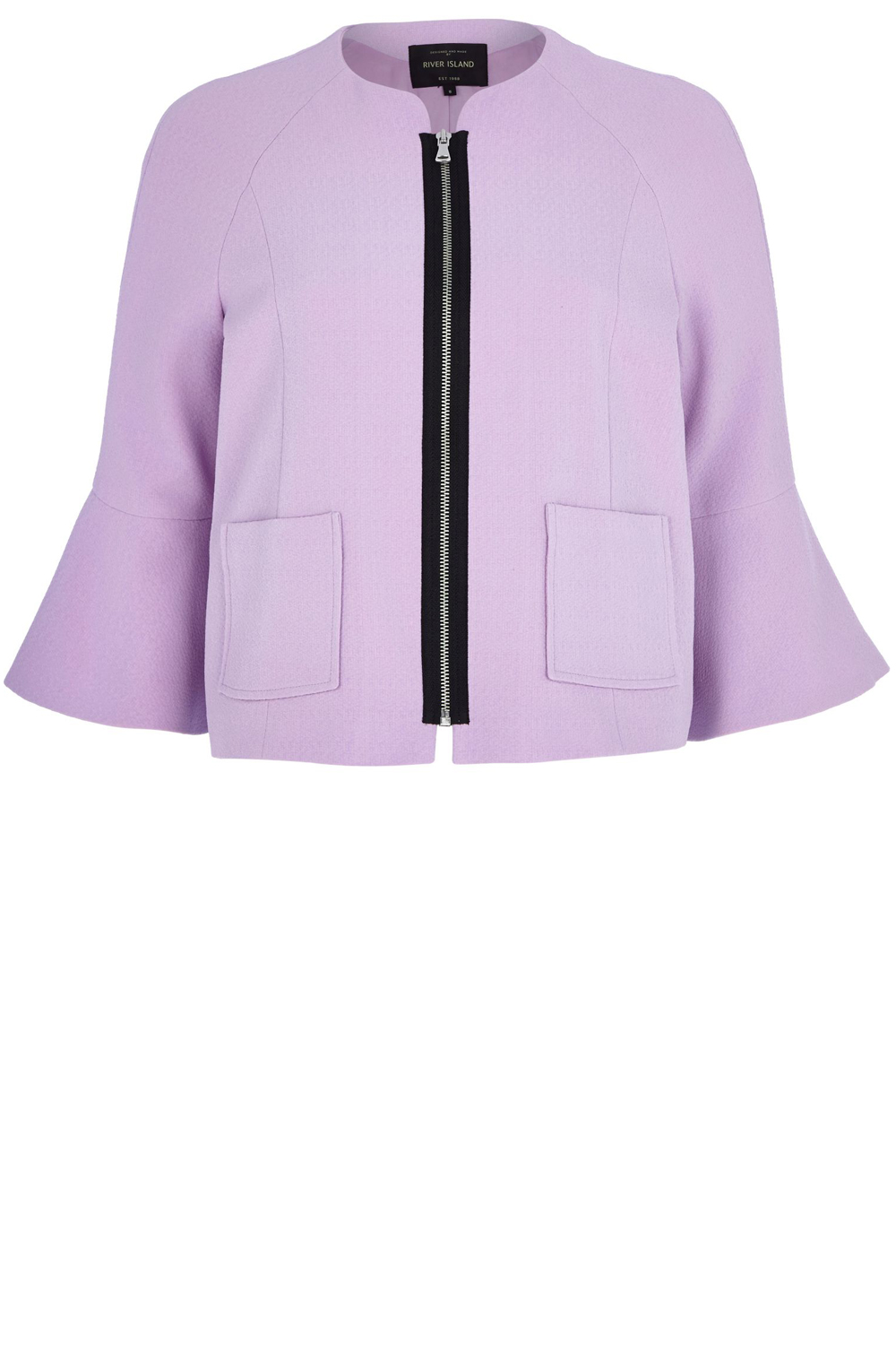 River Island Lilac Bell Sleeve Cropped Jacket River Island Lilac Bell Sleeve Cropped Jacket