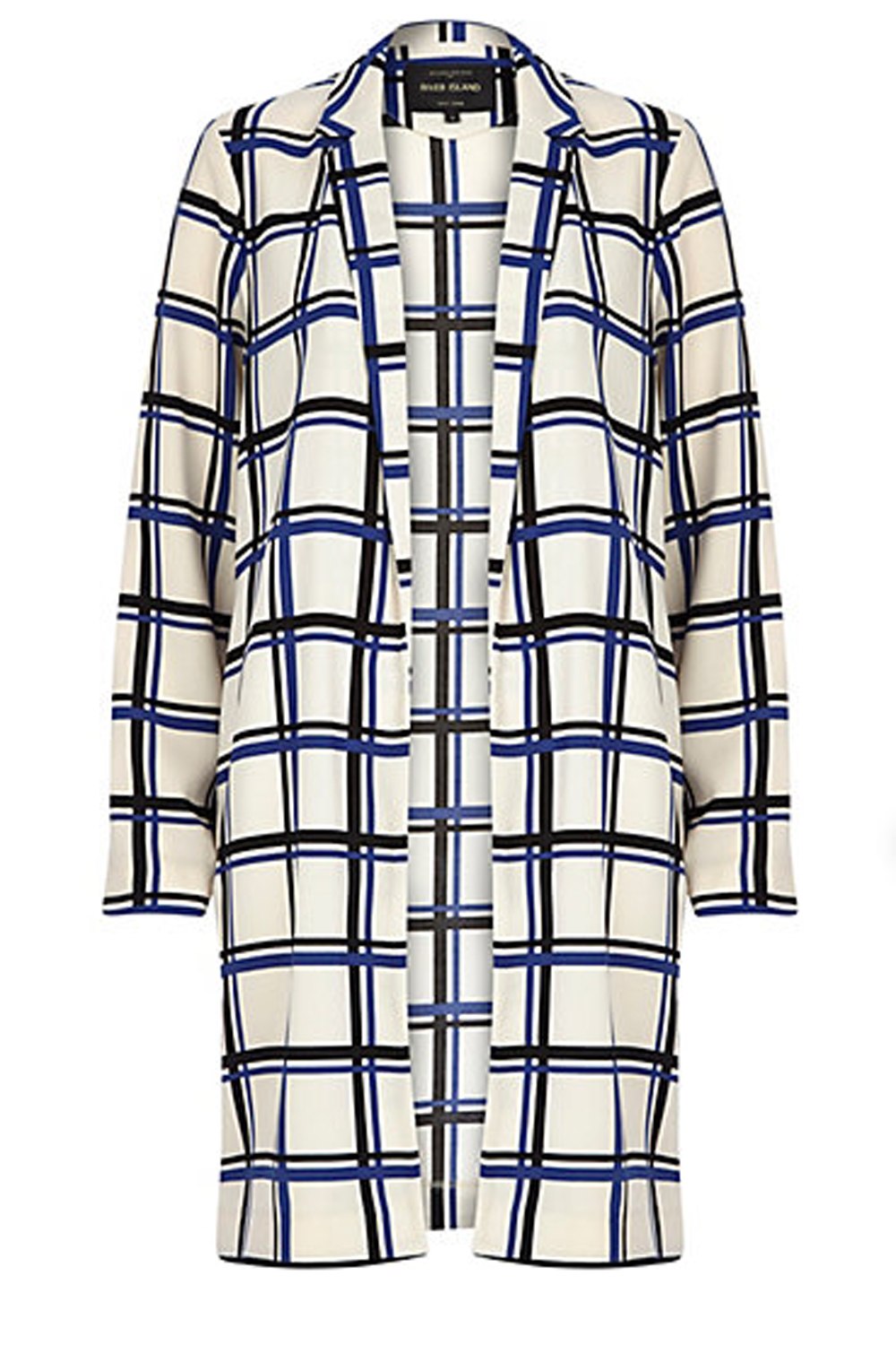 River Island Cream Check Duster Coat River Island Cream Check Duster Coat